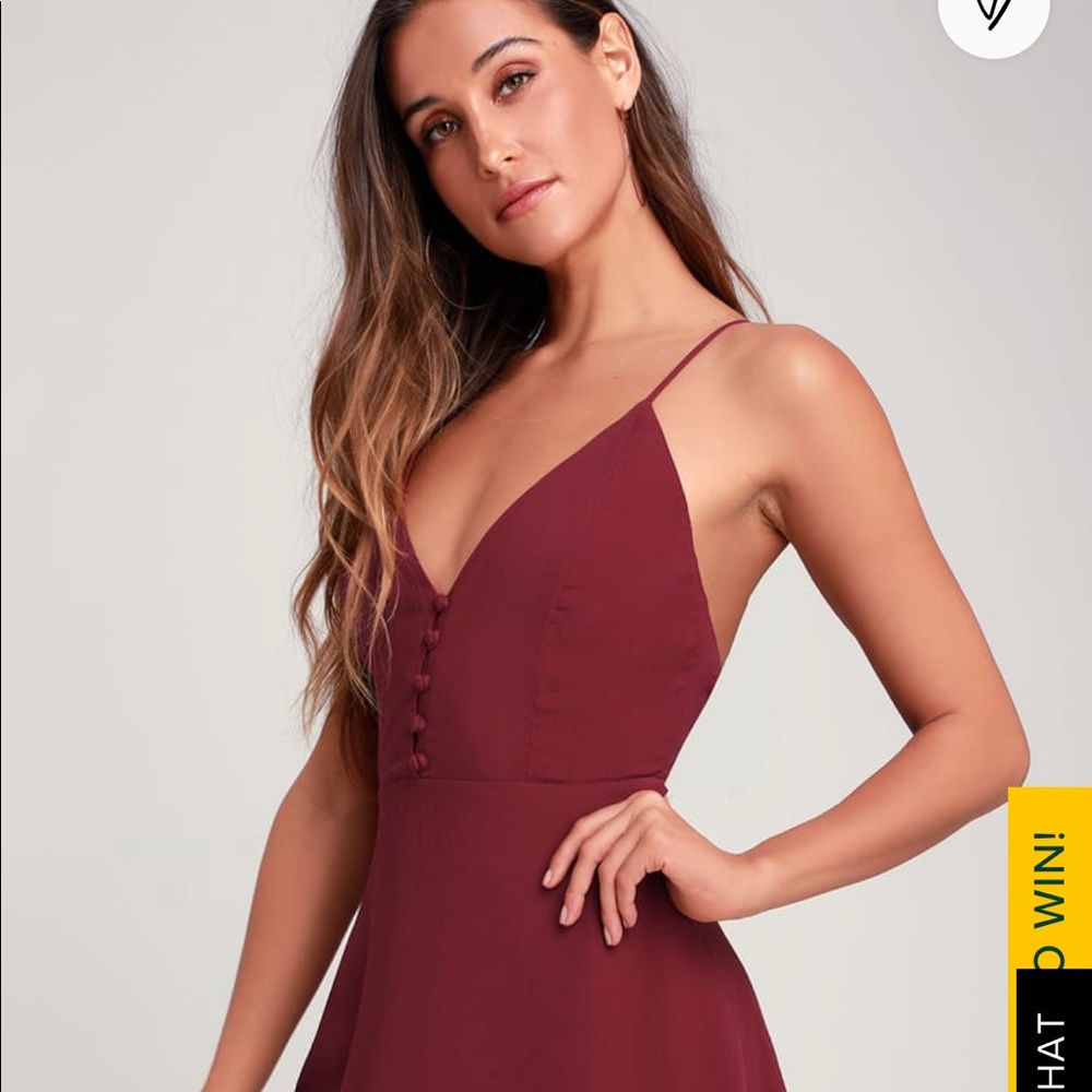 Troupe Burgundy Button Front Skater Dress